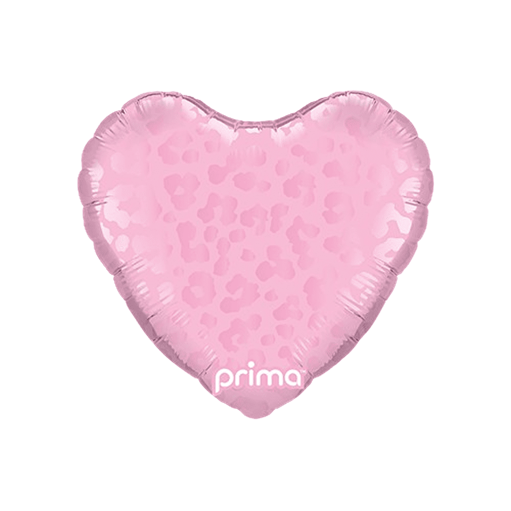 Prima – 9″ Heart Light Pink Matte & Shiny Leopard Print – PD-0086-9-50-6 *