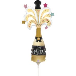 Grabo 14 inch Let's Party Champagne Bottle Mini Foil Balloon
