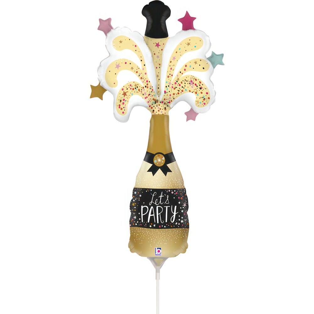 Grabo 14 inch Let's Party Champagne Bottle Mini Foil Balloon