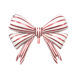B4U 30.31 × 24.80 inch White & Red Stripe Bow Foil Balloon (Air Fill & Helium)