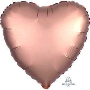 Anagram 18 inch Satin Luxe Rose Copper Heart Foil Balloon