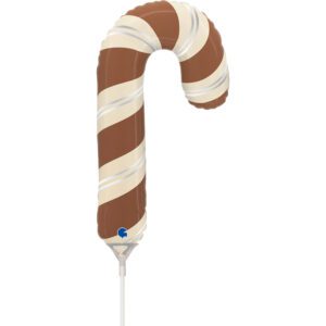 Grabo 14 inch Satin Chocolate Candy Cane Mini Foil Balloon