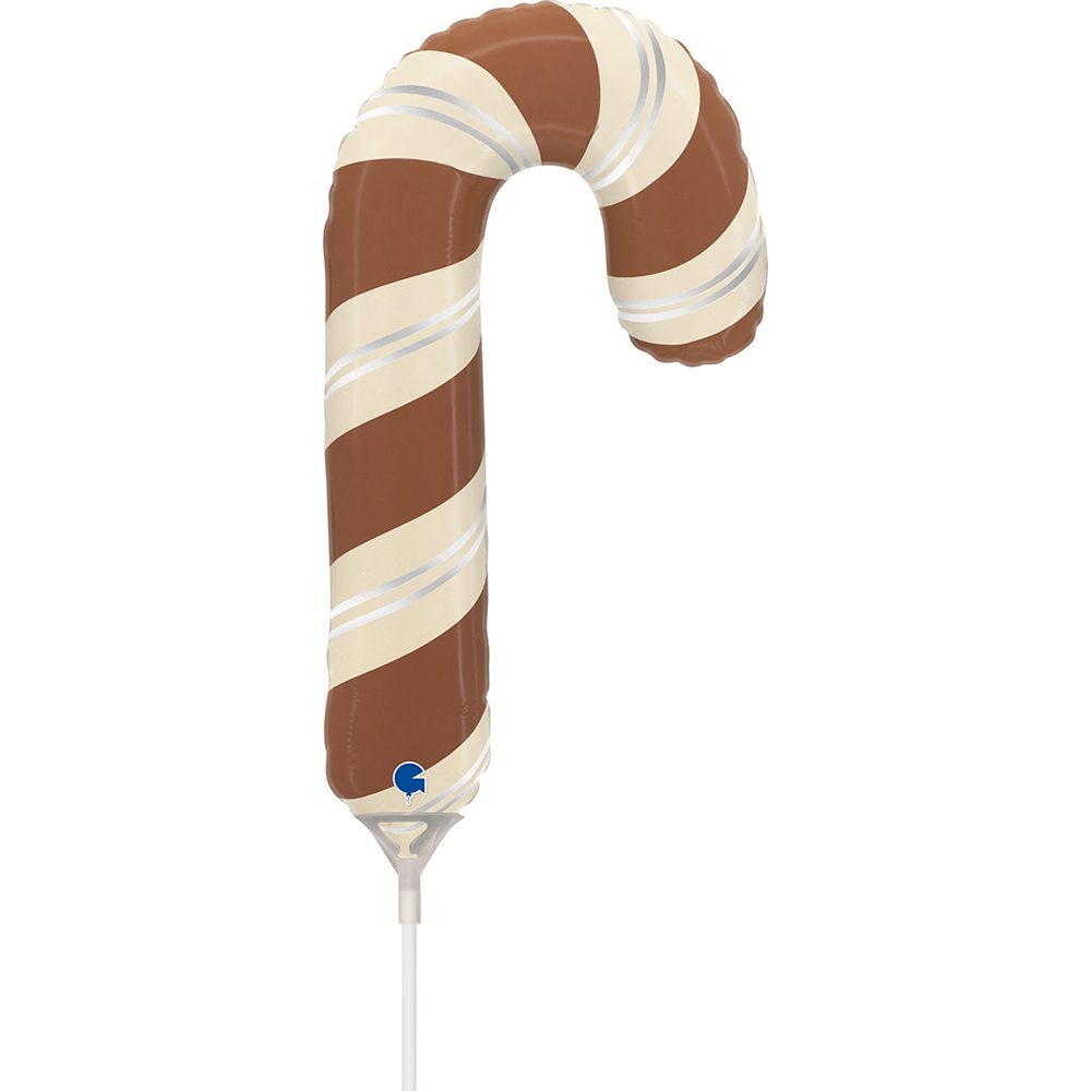 Grabo 14 inch Satin Chocolate Candy Cane Mini Foil Balloon