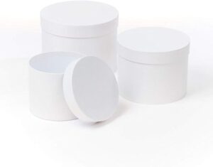 Set Of 3 Hat Boxes White