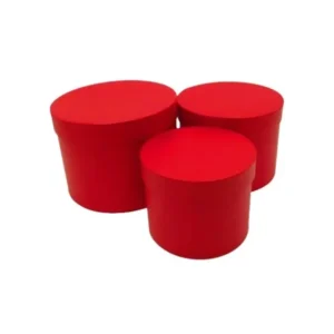 Set Of 3 Hat Boxes Light Red
