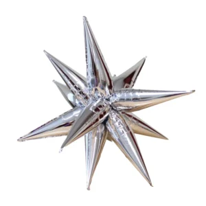 B4U 50 inch 12 point Silver Spikey Starburst Foil Balloon