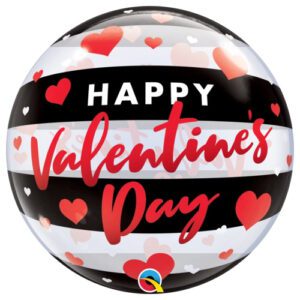 Qualatex 22 Inch Valentine's Day Black Stripes Deco Bubble
