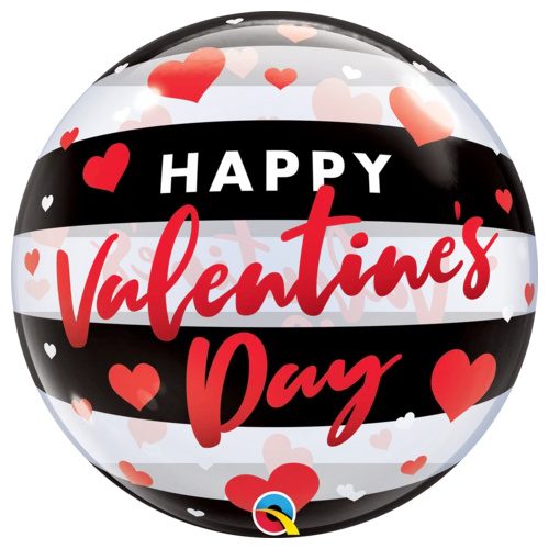 Qualatex 22 Inch Valentine's Day Black Stripes Deco Bubble