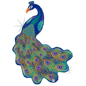 Betallic 42 inch Glitter Peacock Birthday Holographic Foil Balloon
