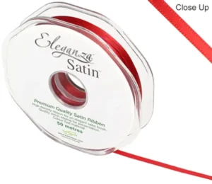 Eleganza Red 3mm x 50m Satin Ribbon