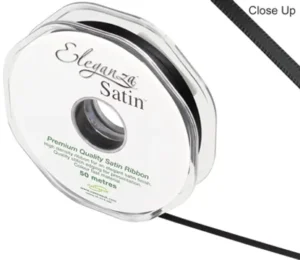 Eleganza Black 3mm x 50m Satin Ribbon