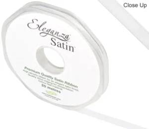 Eleganza White 6mm x 20m Satin Ribbon