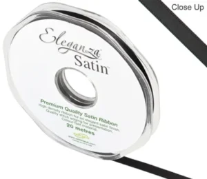 Eleganza Black 6mm x 20m Satin Ribbon