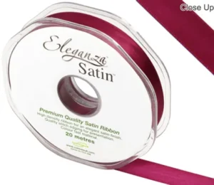 Eleganza Burgundy 15mm x 20m Satin Ribbon