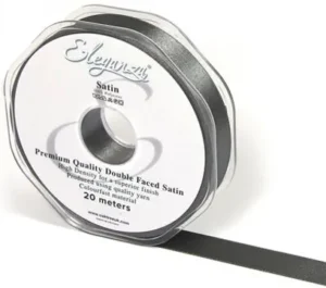 Eleganza Graphite 15mm x 20m Satin Ribbon