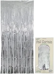Oaktree 0.9m x 2.40m Metallic Silver Foil Curtain