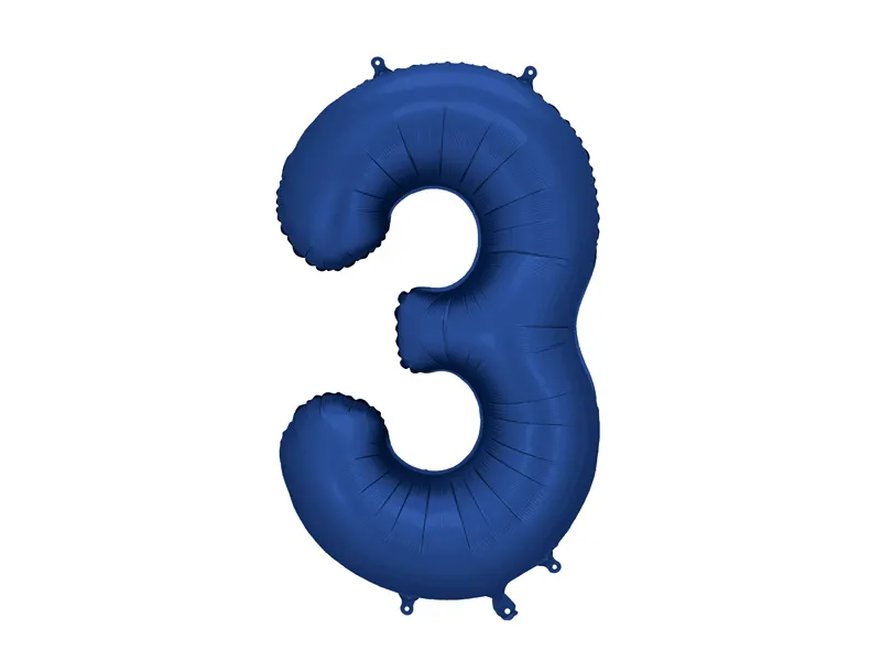 Party Deco 34 inch Navy Number 3 Foil Balloon