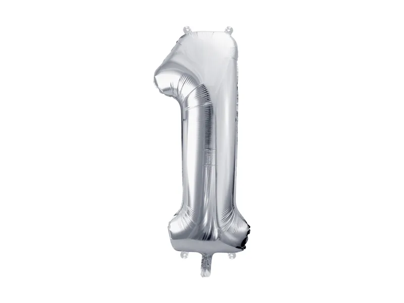 Party Deco 28 inch Silver number 1 Foil Balloon