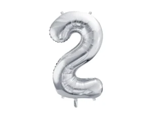 Party Deco 28 inch Silver number 2 Foil Balloon