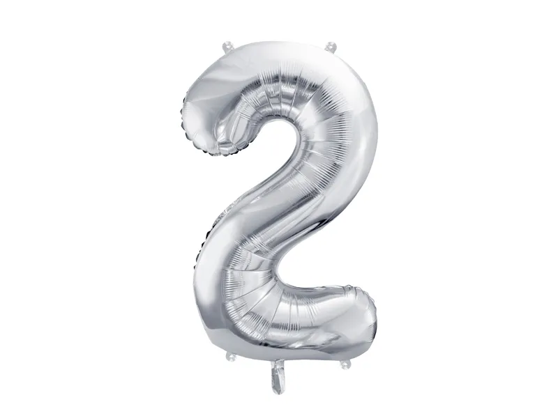 Party Deco 28 inch Silver number 2 Foil Balloon