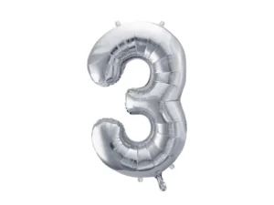 Party Deco 28 inch Silver number 3 Foil Balloon