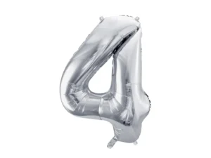 Party Deco 28 inch Silver number 4 Foil Balloon