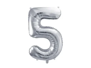 Party Deco 28 inch Silver number 5 Foil Balloon