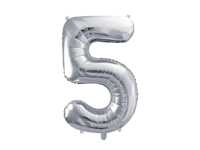 Party Deco 28 inch Silver number 5 Foil Balloon