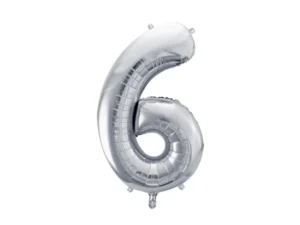 Party Deco 28 inch Silver number 6 Foil Balloon