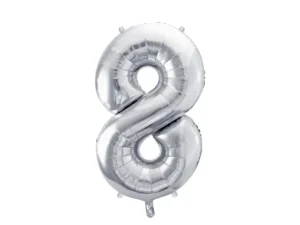 Party Deco 28 inch Silver number 8 Foil Balloon