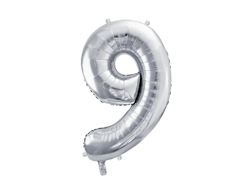 Party Deco 28 inch Silver number 9 Foil Balloon