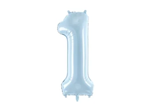 Party Deco 28 inch Light Blue Number 1 Foil Balloon
