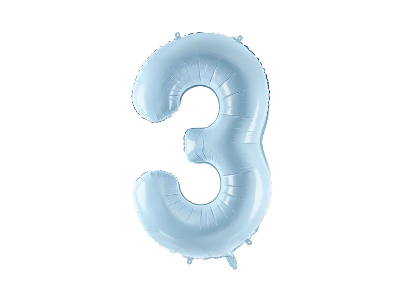 Party Deco 28 inch Light Blue Number 3 Foil Balloon