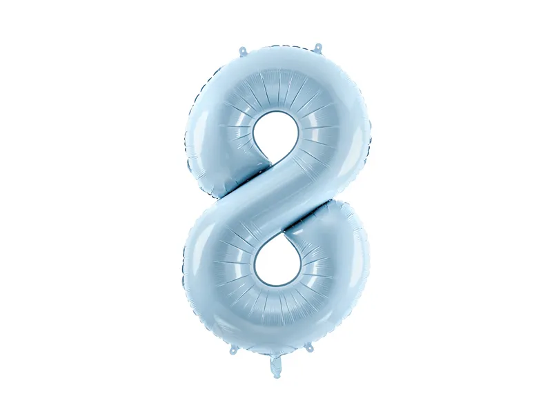 Party Deco 28 inch Light Blue Number 8 Foil Balloon