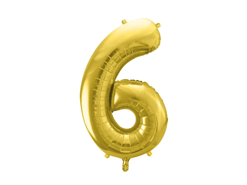 Party Deco 28 inch Gold number 6 Foil Balloon