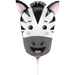 Grabo 14 inch Zebra Head Mini Foil Balloon (Air Filled)