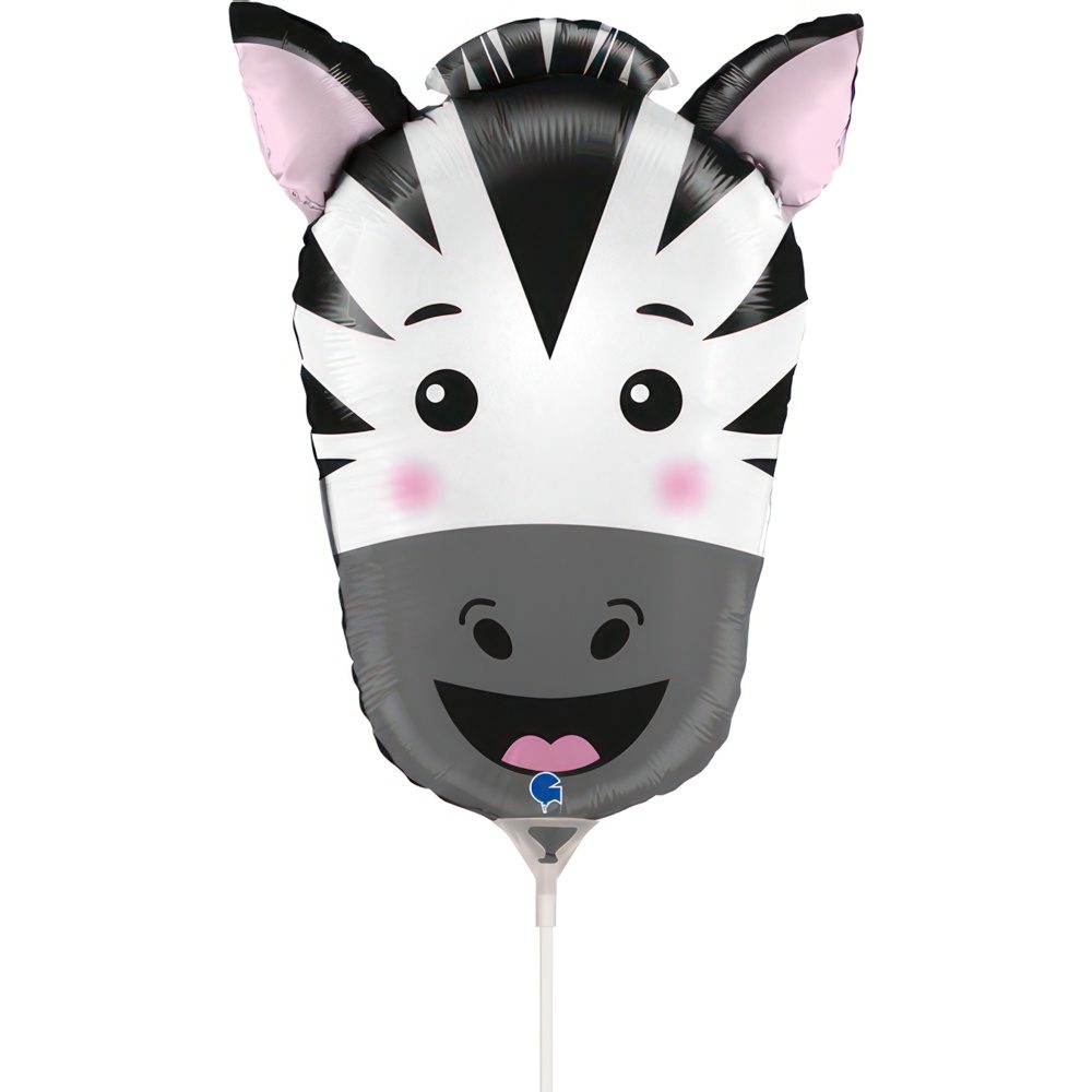 Grabo 14 inch Zebra Head Mini Foil Balloon (Air Filled)