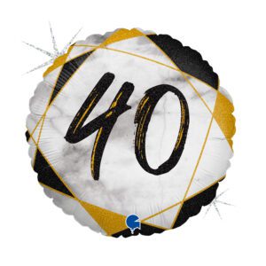 Grabo 18 inch Marble Mate 40 Black Happy Birthday Foil Balloon