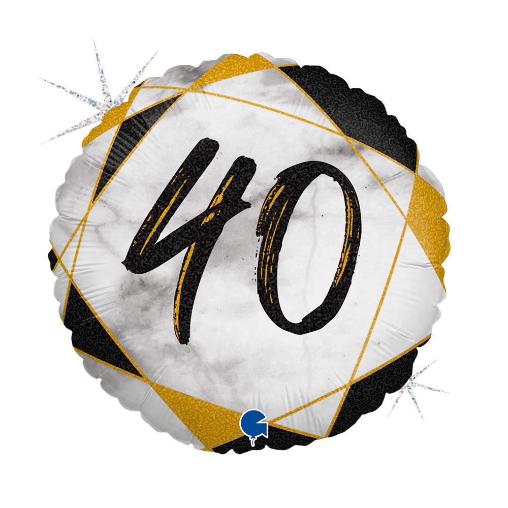 Grabo 18 inch Marble Mate 40 Black Happy Birthday Foil Balloon
