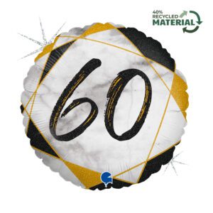 Grabo 18 inch Marble Mate Black Age 60 Foil Balloon