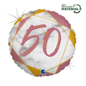 Grabo 18 inch Marble Mate Rose Gold Age 50 Foil Balloon