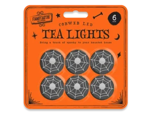 Cobweb Black LED Tea Lights (6pk)
