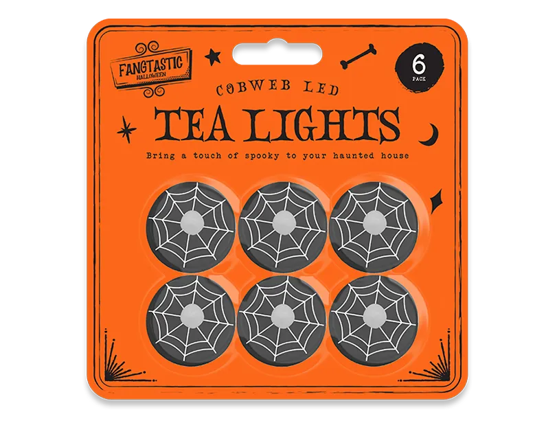 Cobweb Black LED Tea Lights (6pk)