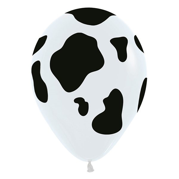 Sempertex 12 inch White Cow Print Latex Balloons (25pk)