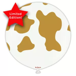 Kalisan 12 inch Safari Country Cow White & Gold Latex Balloon