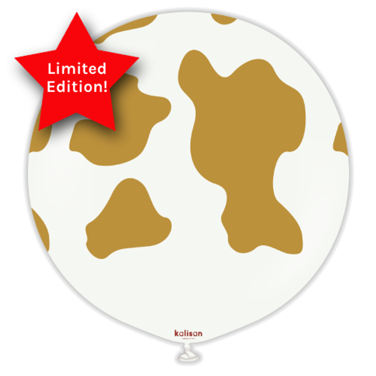 Kalisan 24 inch Safari Country Cow White & Gold Latex Balloon