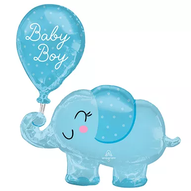 Anagram 31 inch Baby Boy Elephant Foil Balloon