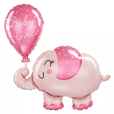 Anagram 31 inch Baby Girl Elephant Foil Balloon