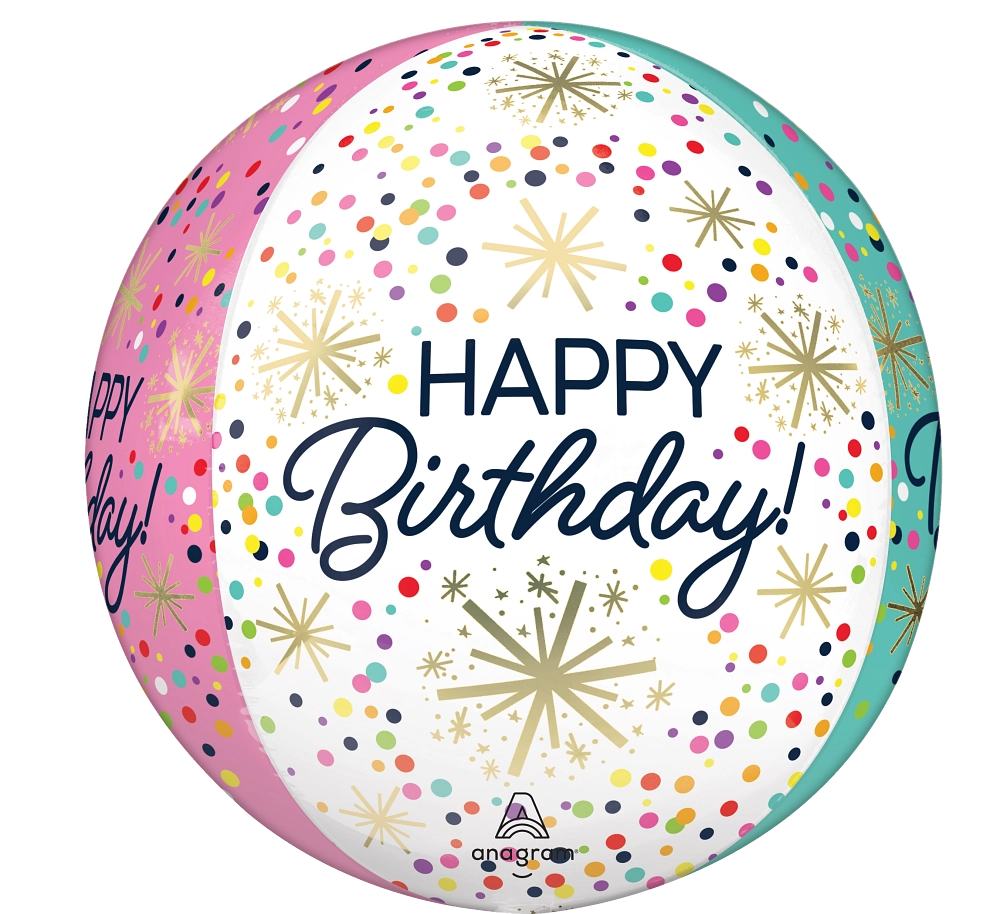 Anagram 16 inch Confetti Sprinkle Birthday Orbz Foil Balloon