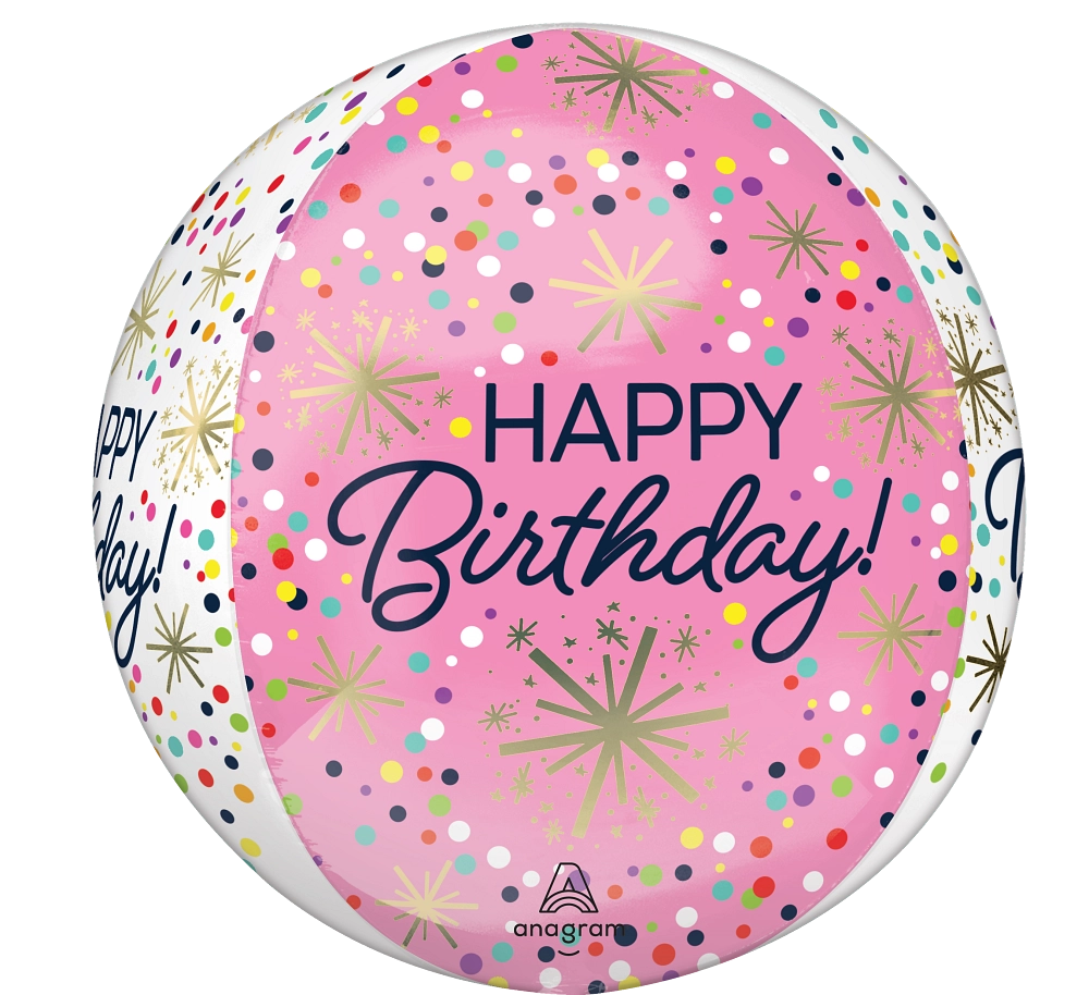 Anagram 16 inch Confetti Sprinkle Birthday Orbz Foil Balloon - Image 2